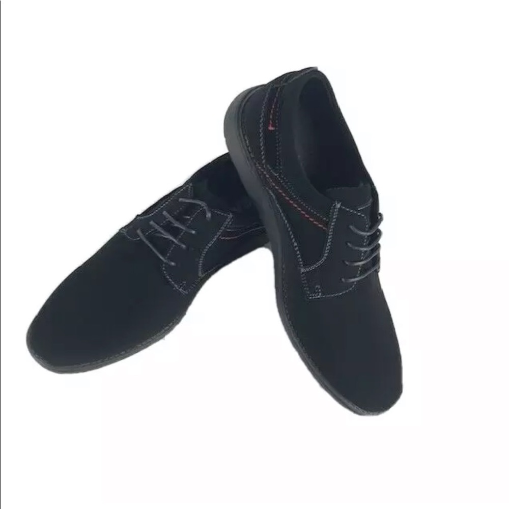 SCANS Men's Black Casual Shoes Red Grey Stitching Rubber Soles Sizes 8 - 13